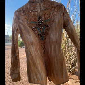 Roar Button Down Jeweled Blouse